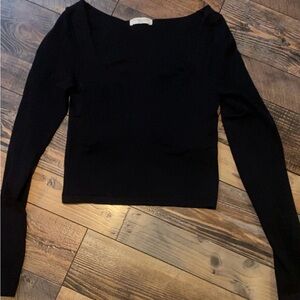 Altar'd State Black Square Neck Long Sleeve Top